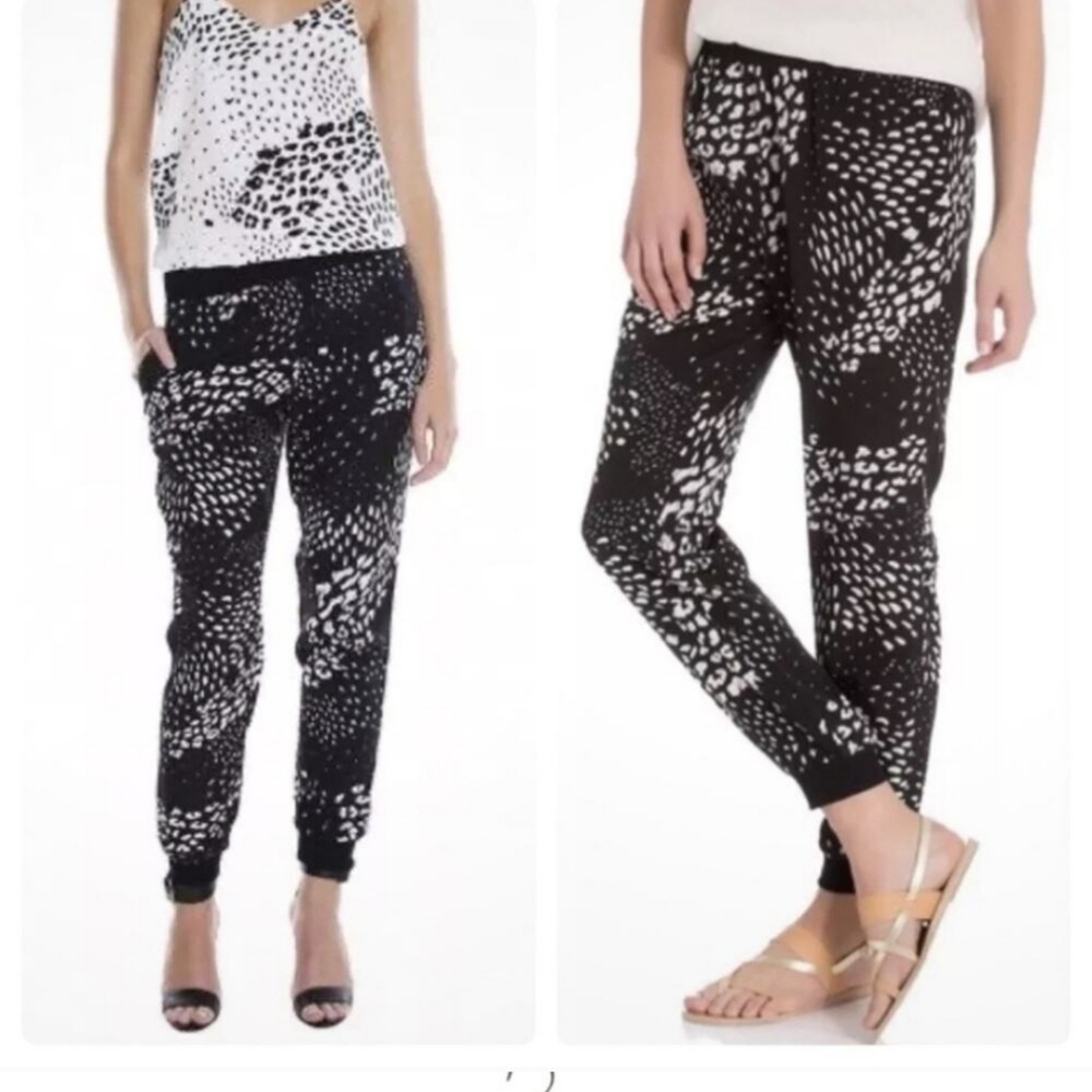 Tibi ditzy leopard Silk Joggers